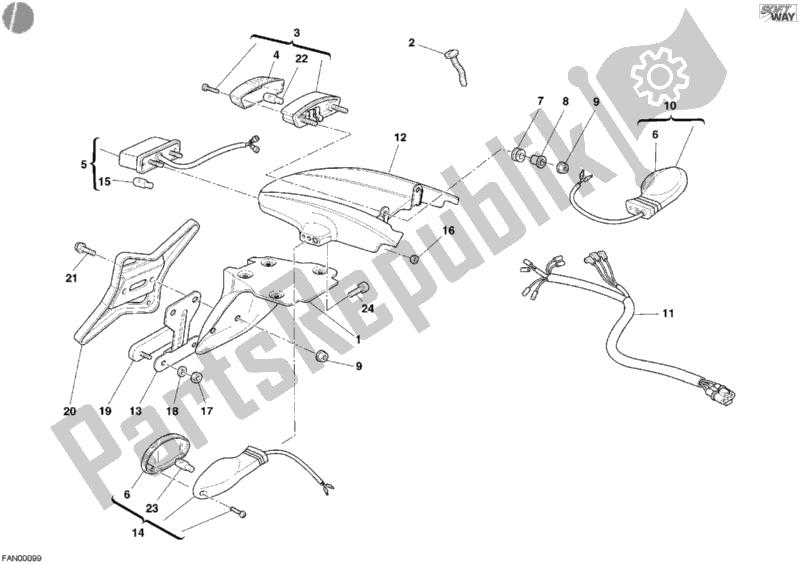 Todas las partes para Luz De La Cola de Ducati Monster S2R 800 Dark 2005